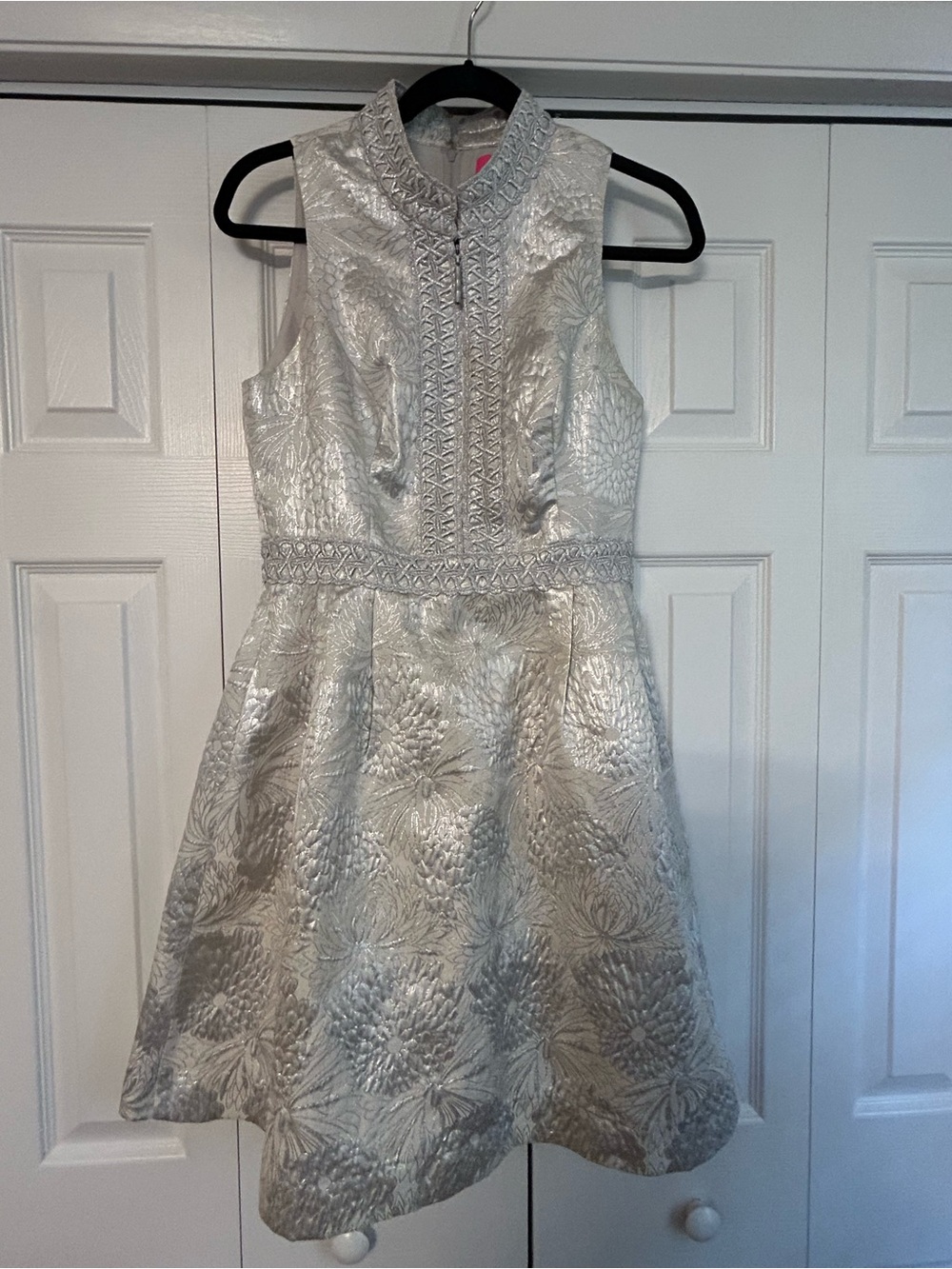 Lilly Pulitzer Franci fit and flare silver dress, sample